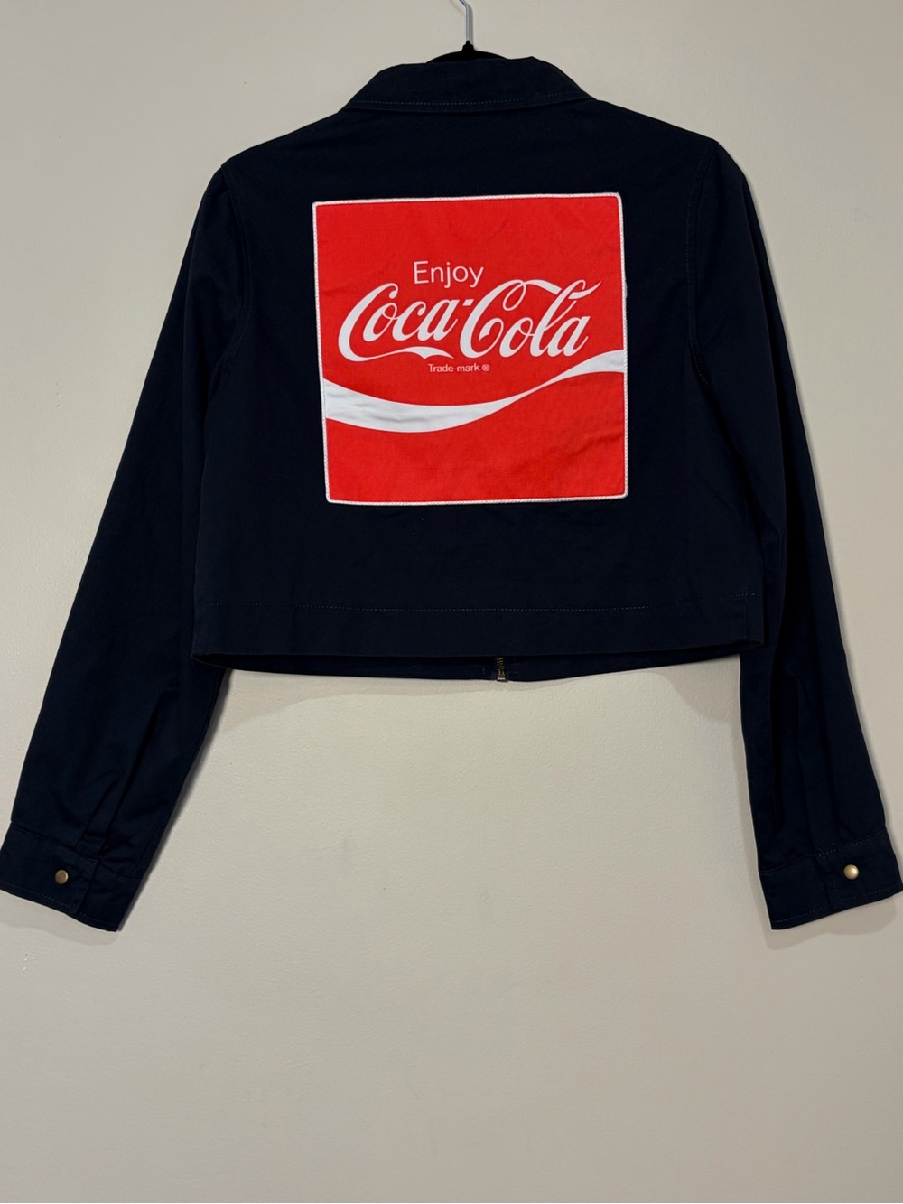 Coca Cola | Cropped navy blue jacket Women’s size M utility workwear Coke